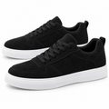 Fashion Minimalist Black Low-Top Sneakers, PU Upper, Durable Sole, Breathable And Comfortable, Casual Style, Suitable For All Seasons, Daily Outdoor Street Casual Sports Shoes