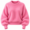 Women's Autumn Bright Pink Fluffy Mohair Sweater, Bright Pink Mohair Wool Knitted Sweater Cute Y2K Winter Aesthetic Thick Warm Sweater Back To Fall