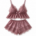 Comfortcana Contrast Lace Trim Cami Top With Shorts PJ Set / Pajama Set