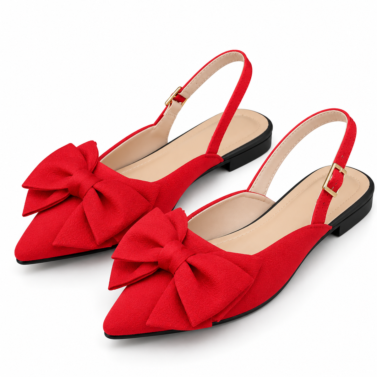 Women's Fashion Pointed Toe Sandals With Bow Decor, Side Cutout Elegant & Comfortable Ankle Strap Solid Color Versatile Shoes For Casual, Formal, Office, Party