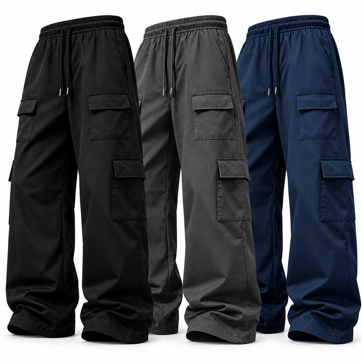 Men's Loose Wide Leg Multi-Pocket Functional Cargo Street Casual Long Pants, Lightweight Breathable For Spring Summer Autumn, Suitable For Daily Wear, Perfect Gift For Boyfriend Or Husband